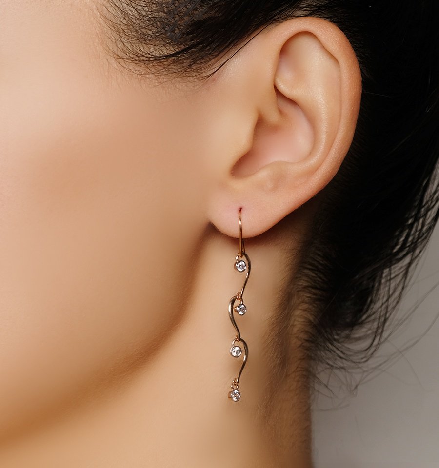 Серьги-цепочки Династия 014912-1102 вес 2.18 г золото, фианит купить,148240