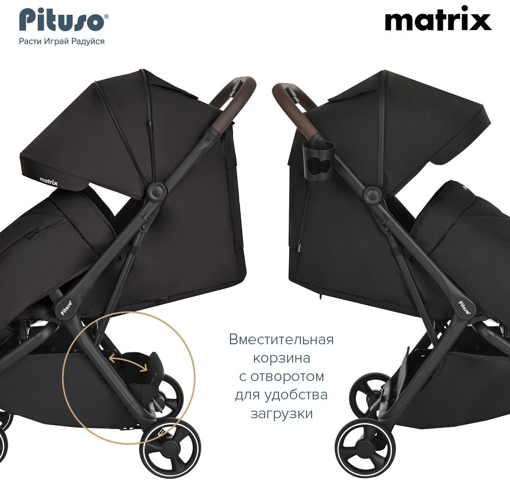 Коляска прогулочная Pituso MATRIX A19, черный купить,NaN