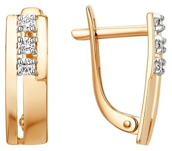 Серьги Династия 015472-1102 вес 1.6 г золото, фианит купить,NaN
