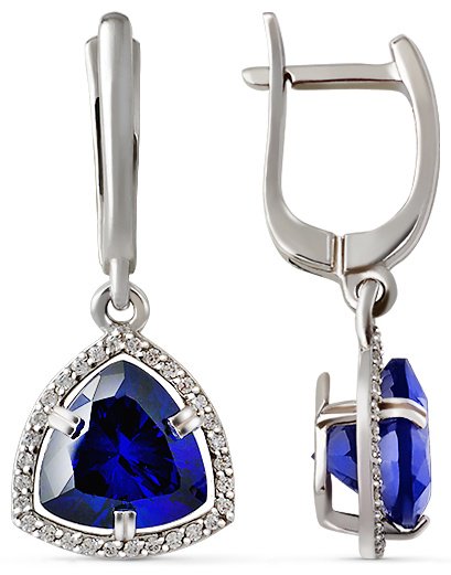 Серьги КРИСТАЛЛ NI12600226773 вес 4.65 г золото, сапфир, фианит купить,316200