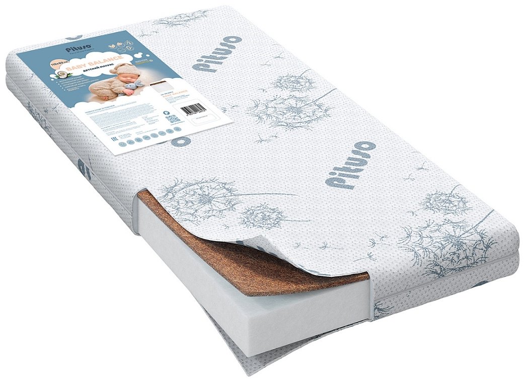 Детский матрас Pituso Baby Balance 60x120x7 см, беспружинный, трикотаж купить,NaN