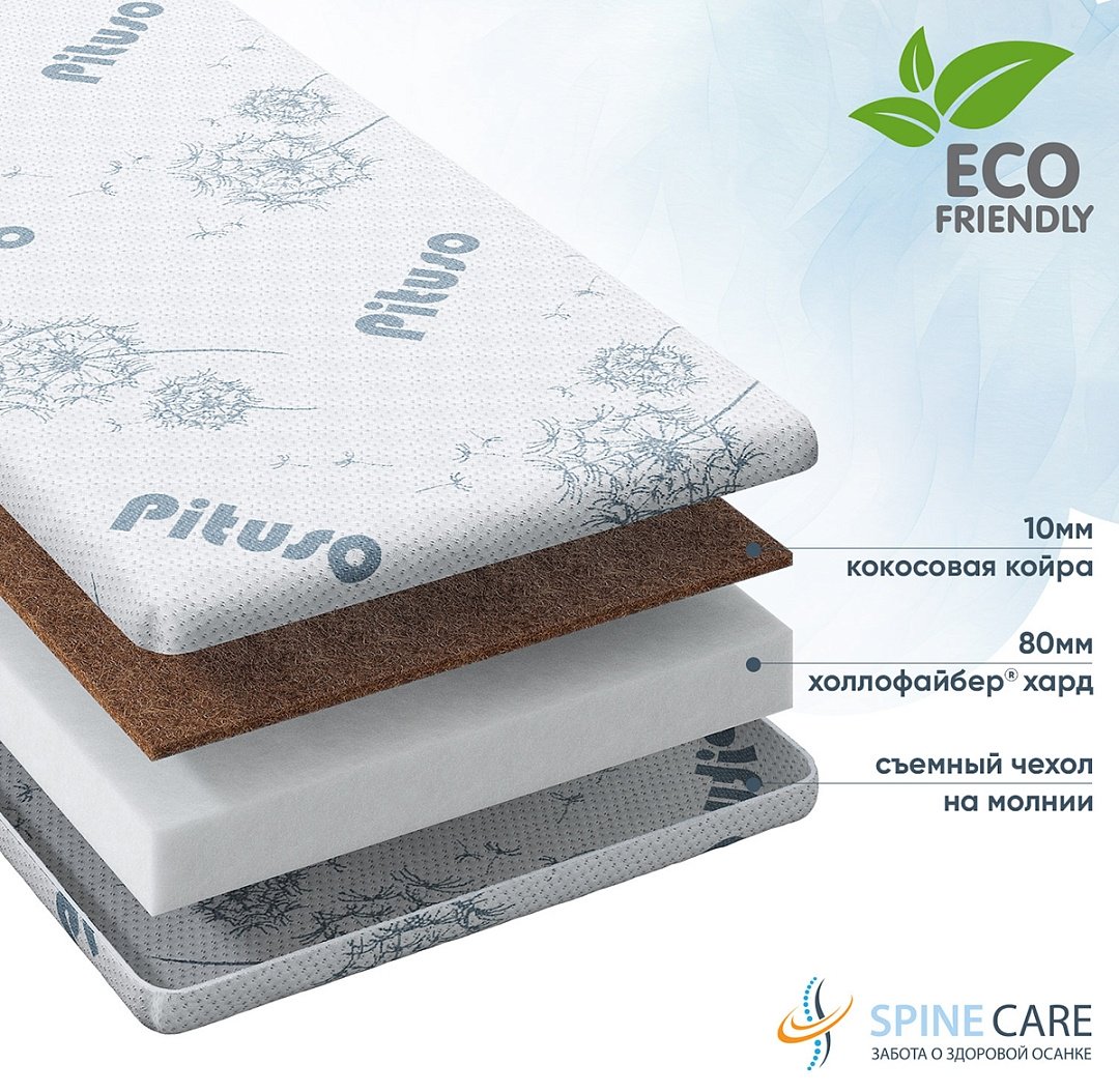 Детский матрас Pituso Baby Balance 60x120x7 см, беспружинный, трикотаж купить,NaN