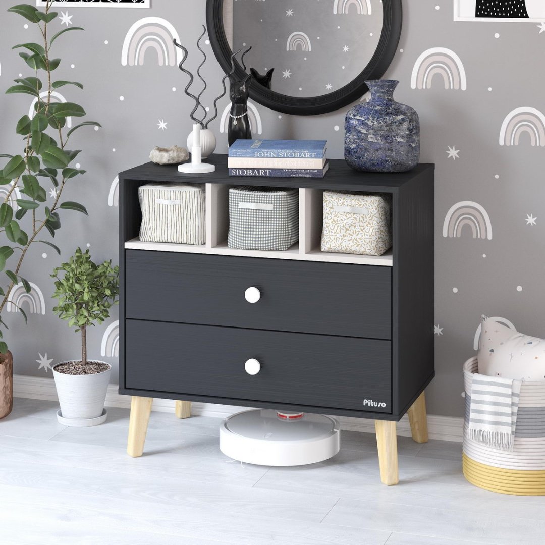 Детский пеленальный комод Pituso Kids Luxor, 80.4x69.3x89.6 см, черный, белый купить,NaN