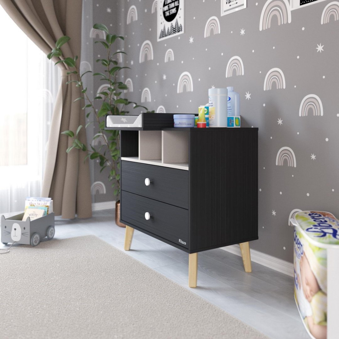 Детский пеленальный комод Pituso Kids Luxor, 80.4x69.3x89.6 см, черный, белый купить,NaN