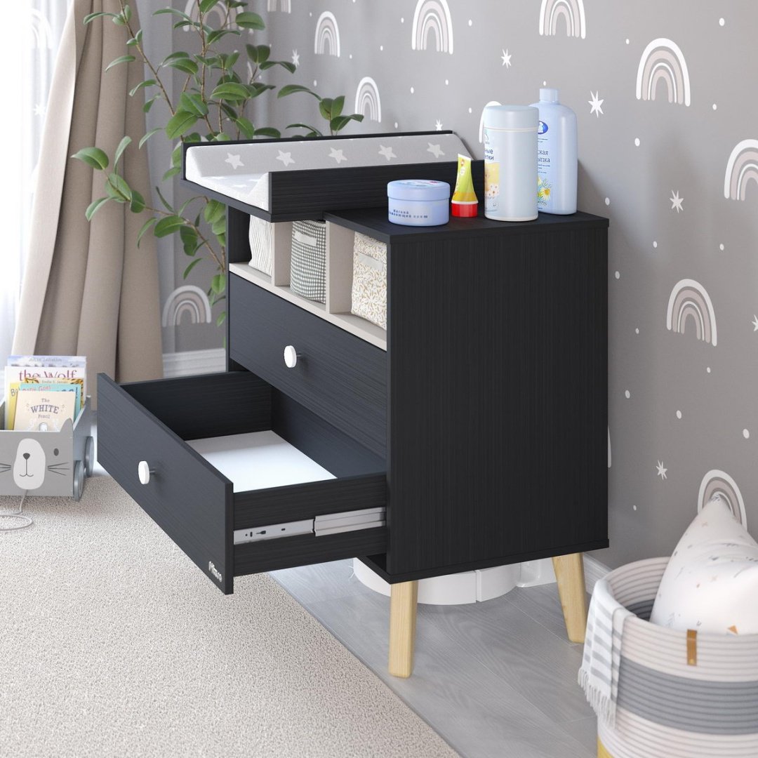 Детский пеленальный комод Pituso Kids Luxor, 80.4x69.3x89.6 см, черный, белый купить,NaN