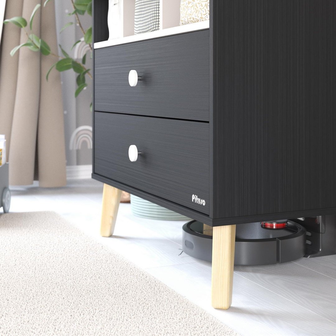 Детский пеленальный комод Pituso Kids Luxor, 80.4x69.3x89.6 см, черный, белый купить,NaN