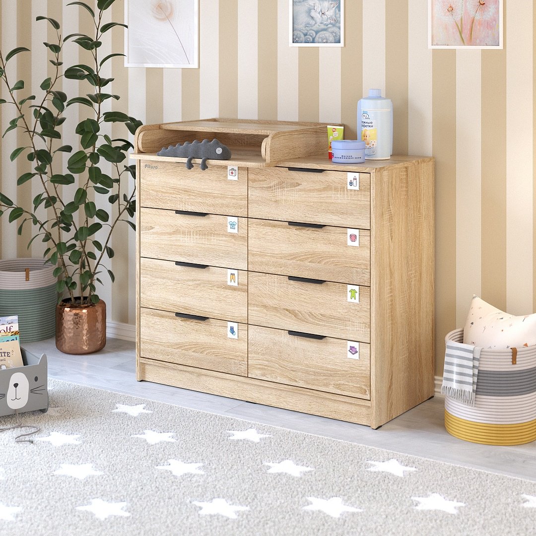 Детский пеленальный комод Pituso Kids Optimum, 100.1x46.2x84.3 см, коричневый купить,NaN