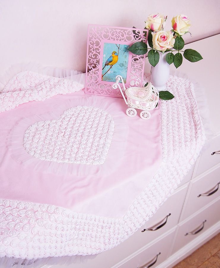 Детский плед ARSI Amore 95х95 см, хлопок, полиэстер, розовый
