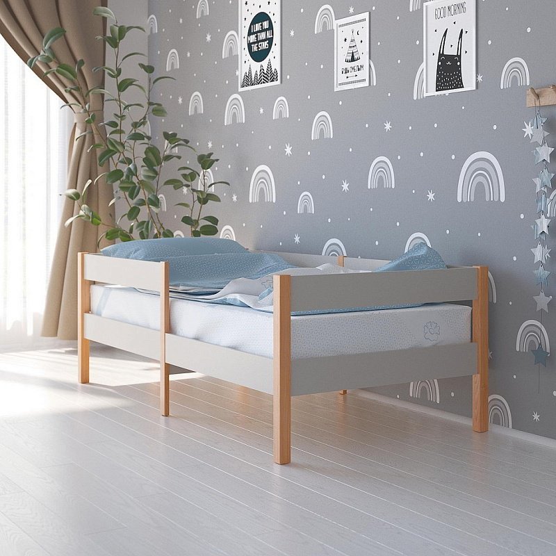 Кровать подростковая Pituso Saksonia БП-00003745, 70x140 см, серый, коричневый купить,NaN
