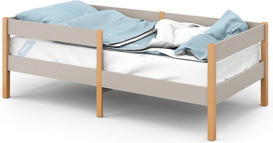 Кровать подростковая Pituso Saksonia БП-00003745, 70x140 см, серый, коричневый купить,NaN