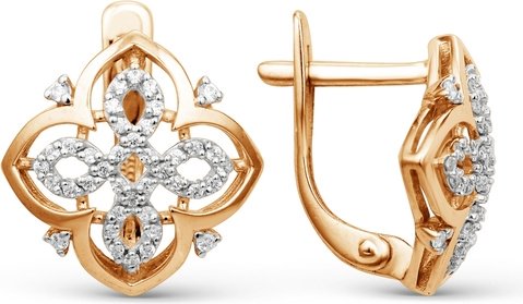 Серьги Династия 001022-1102 вес 2.66 г золото, фианит купить,180880