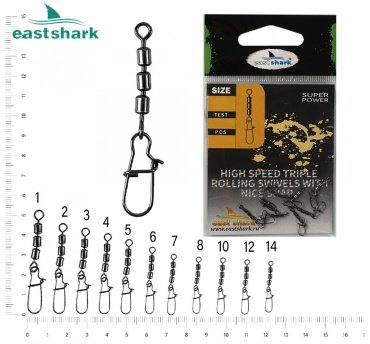 EastShark Вертлюг и карабин 101641 8 шт