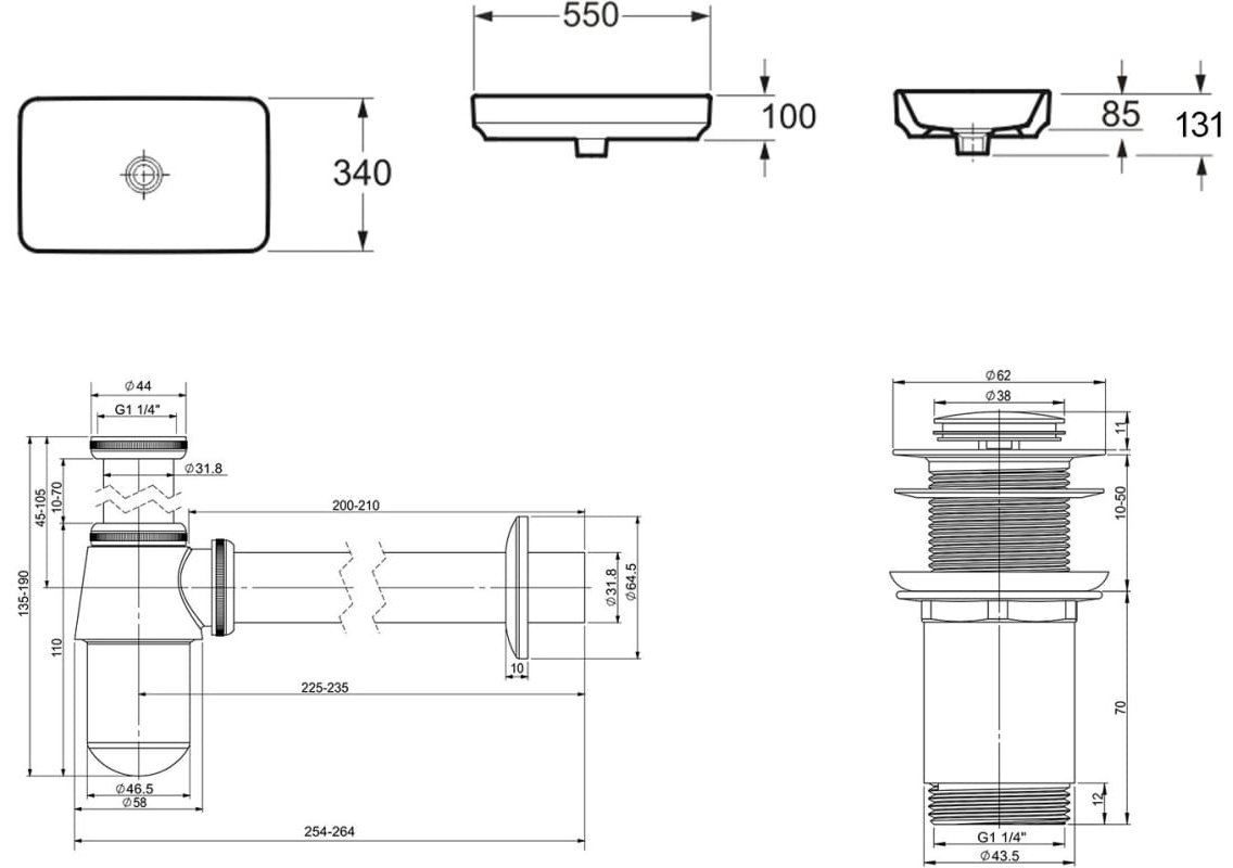 Раковина Lavinia Boho Bathroom Sink 21520111 накладная прямоугольная 34, санфарфор купить,NaN