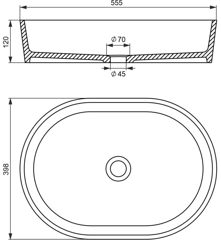 Раковина Wellsee 214301000 накладная овальная 39.8, фарфор купить,NaN