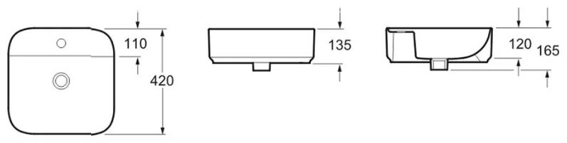 Раковина Lavinia Boho Bathroom Sink Slim 33311007 накладная квадратная 42, фарфор купить,91938