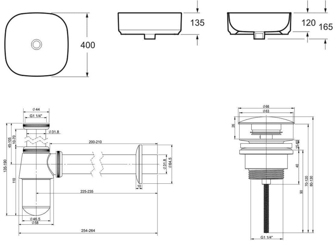 Раковина Lavinia Boho Bathroom Sink 21520220 накладная квадратная 40, санфарфор купить,0