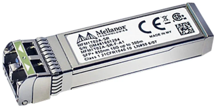 Оптический модуль Mellanox MFM1T02A-SR optical module, ETH 10GbE, 10Gb/s, SFP+, LC-LC, 850nm, SR up to 300m купить,30789