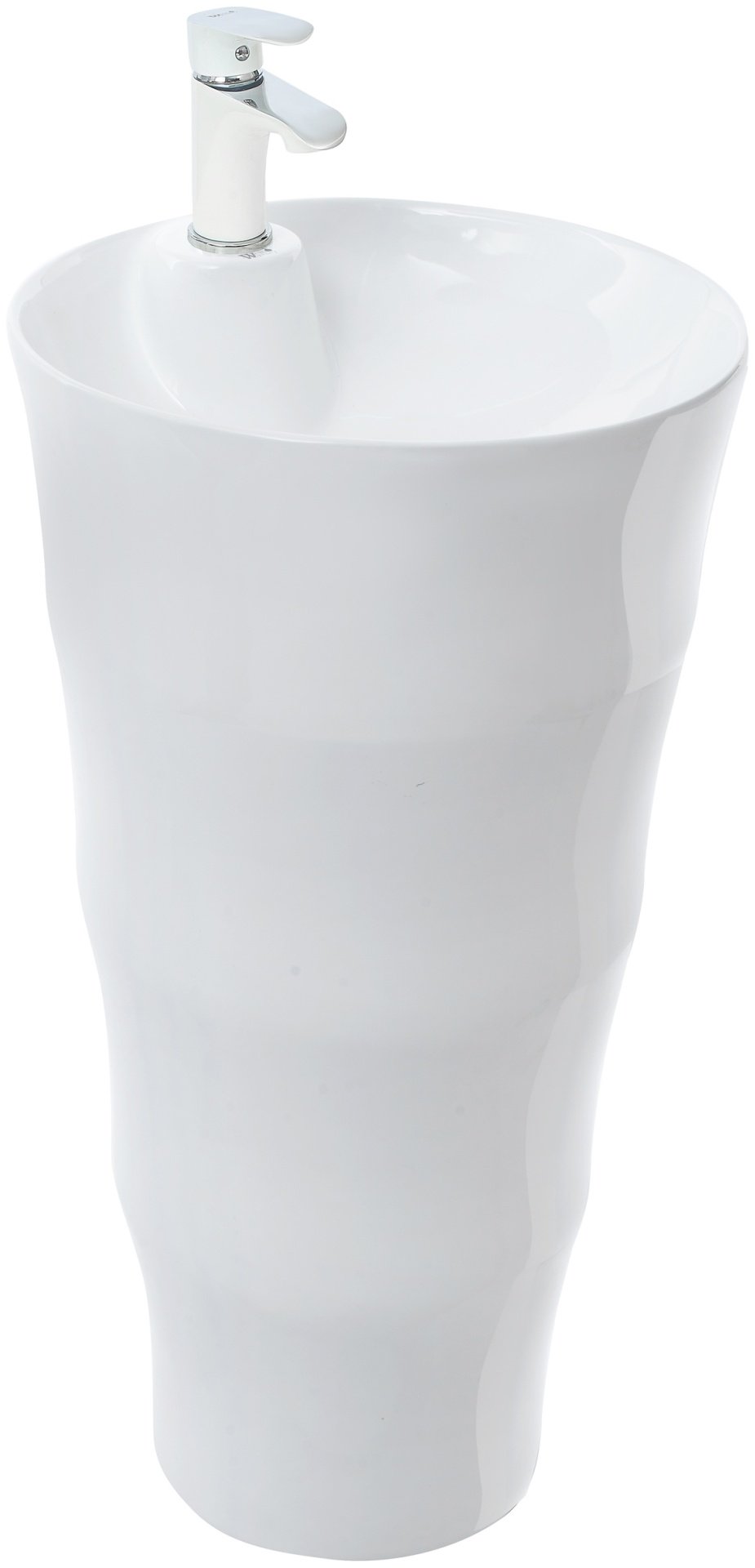 Раковина WeltWasser WW LEERBACH 4242 GL-WT с пьедесталом круглая 42 см, фаянс
