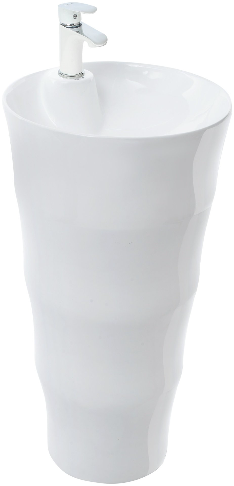 Раковина WeltWasser WW LEERBACH 4242 GL-WT с пьедесталом круглая 42 см, фаянс