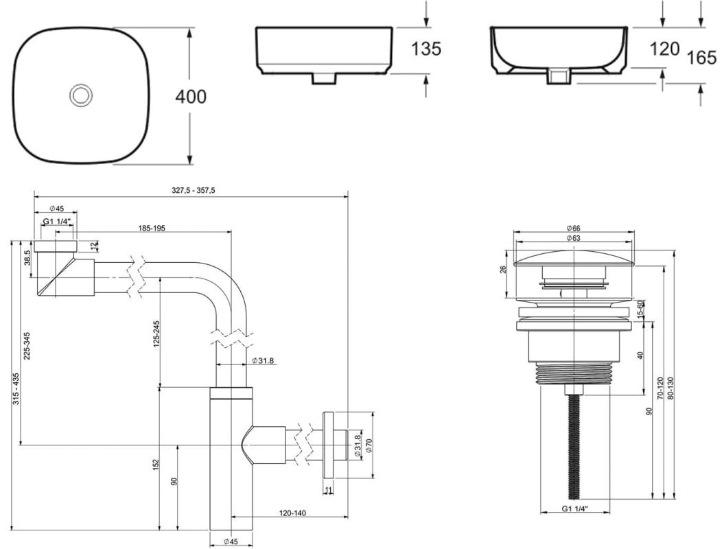 Раковина Lavinia Boho Bathroom Sink 21520266 накладная квадратная 40, санфарфор купить,0