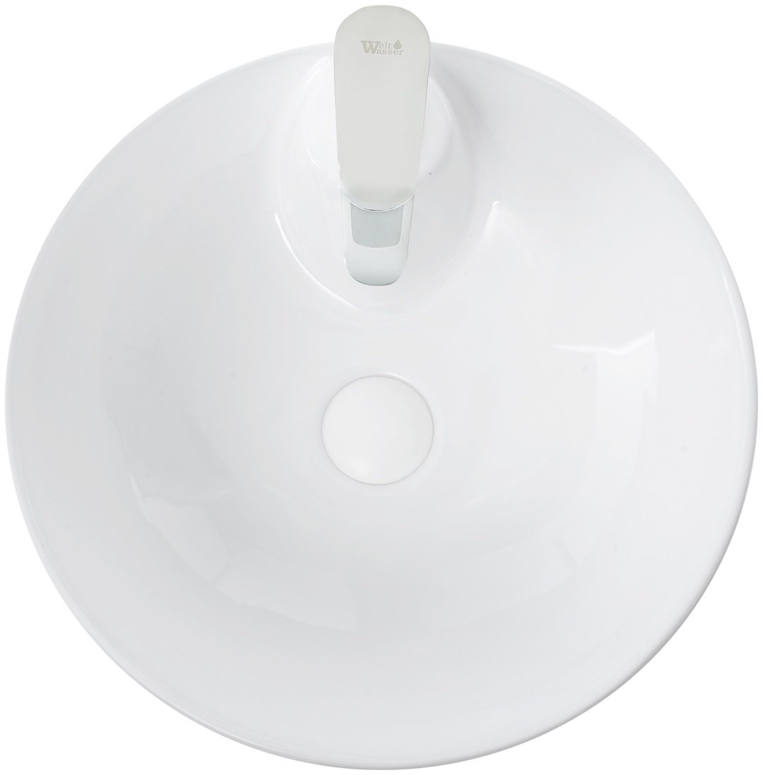 Раковина WeltWasser WW LEERBACH 4242 GL-WT с пьедесталом круглая 42 см, фаянс купить,0