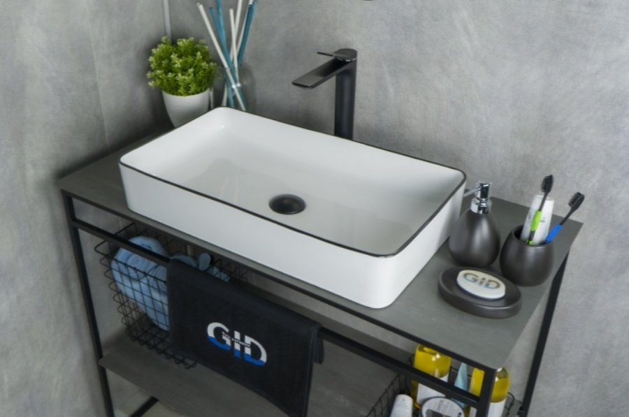 Раковина GID-ceramic Nc9399 накладная прямоугольная 60, керамика купить,NaN