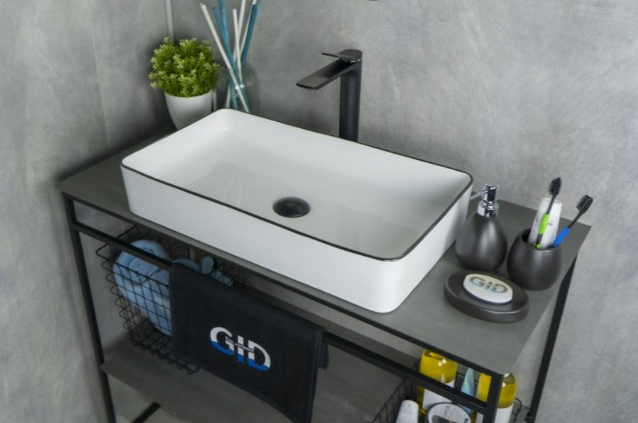 Раковина GID-ceramic Nc9399 накладная прямоугольная 60, керамика купить,NaN