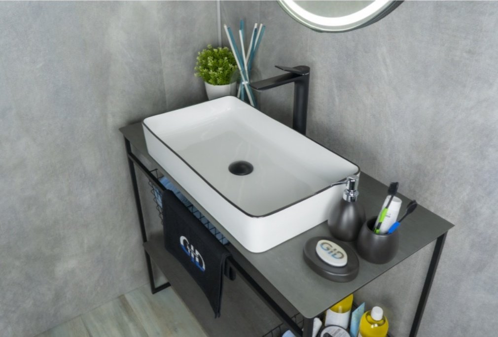 Раковина GID-ceramic Nc9399 накладная прямоугольная 60, керамика купить,NaN