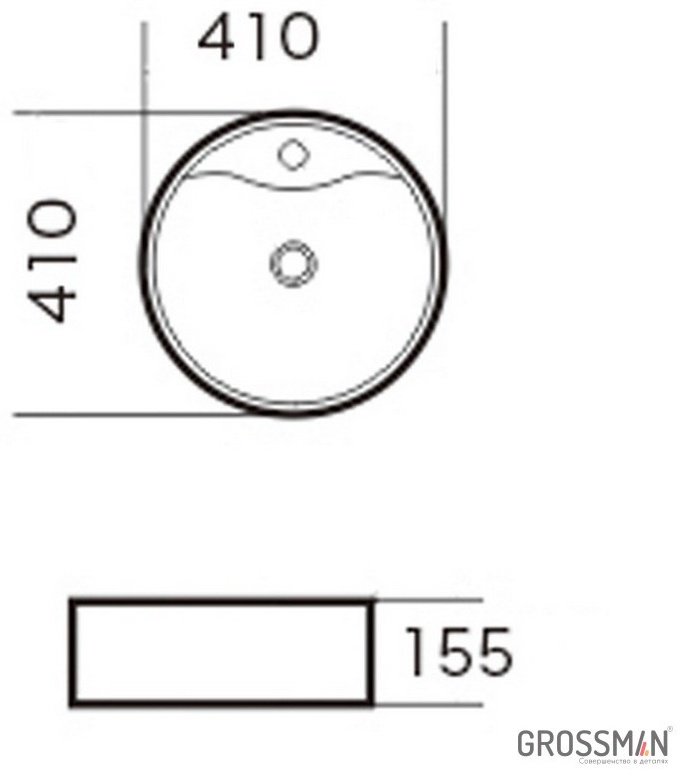 Раковина Grossman GR-3012 накладная круглая 41 см, фаянс