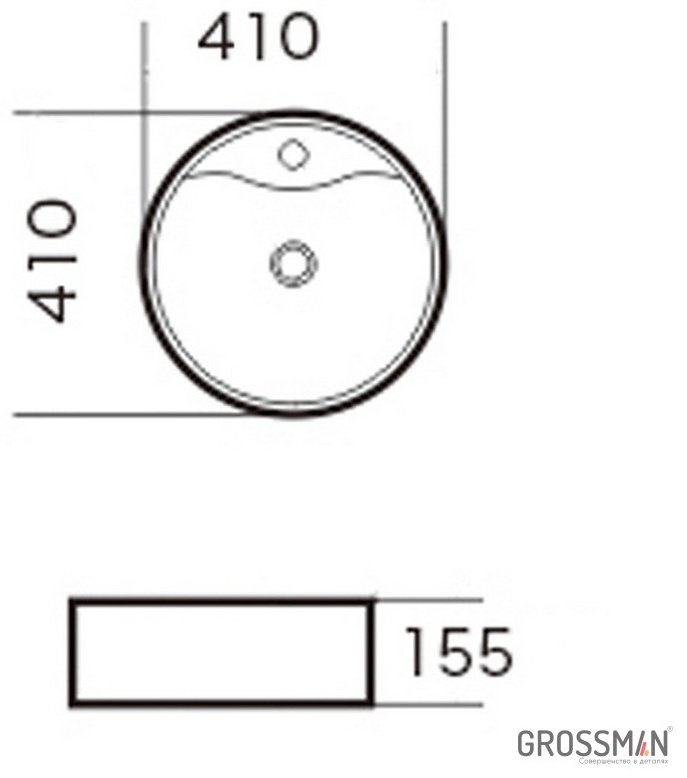 Раковина Grossman GR-3012 накладная круглая 41 см, фаянс купить,58307