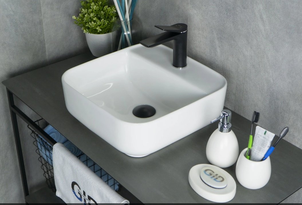Раковина GID-ceramic N9044 накладная квадратная 38.5, керамика купить,NaN