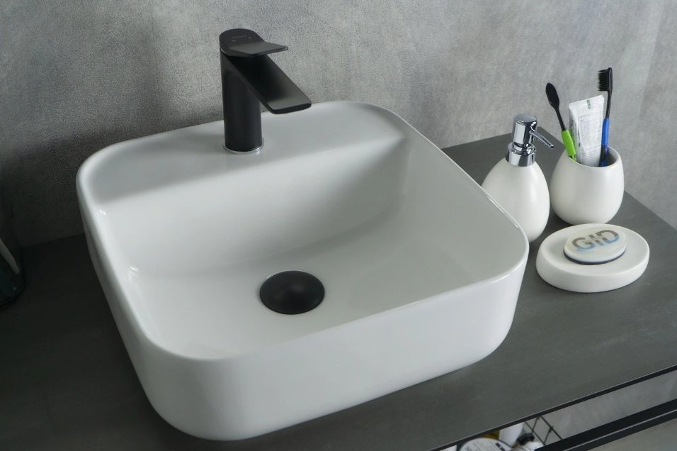 Раковина GID-ceramic N9044 накладная квадратная 38.5, керамика купить,NaN