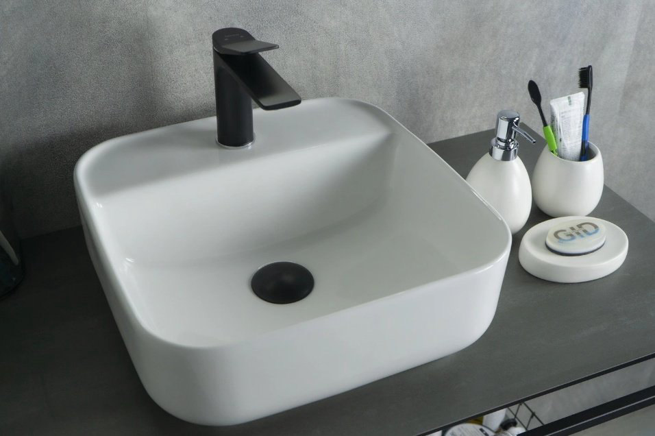 Раковина GID-ceramic N9044 накладная квадратная 38.5, керамика купить,NaN
