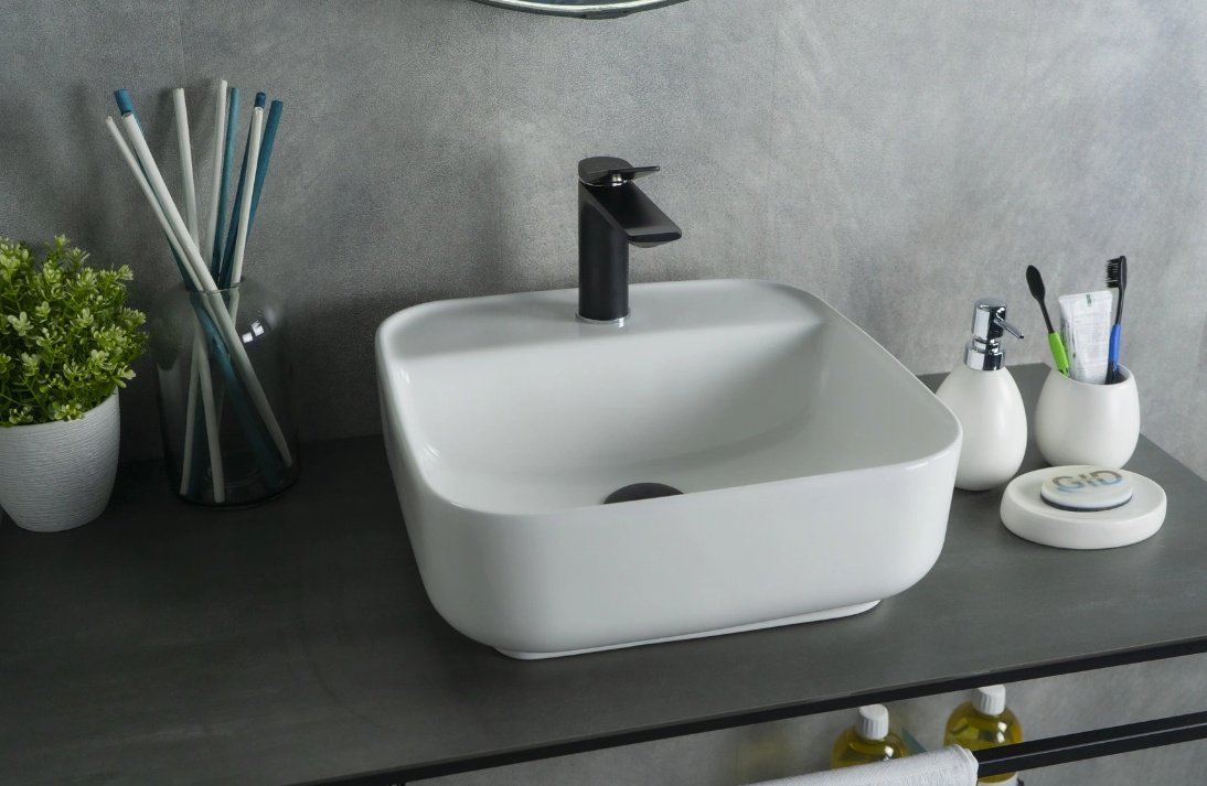 Раковина GID-ceramic N9044 накладная квадратная 38.5, керамика купить,NaN