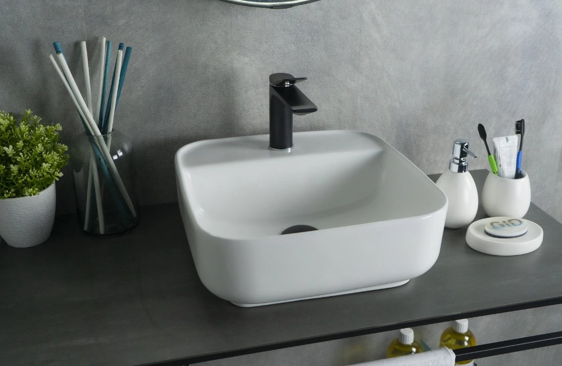 Раковина GID-ceramic N9044 накладная квадратная 38.5, керамика купить,NaN