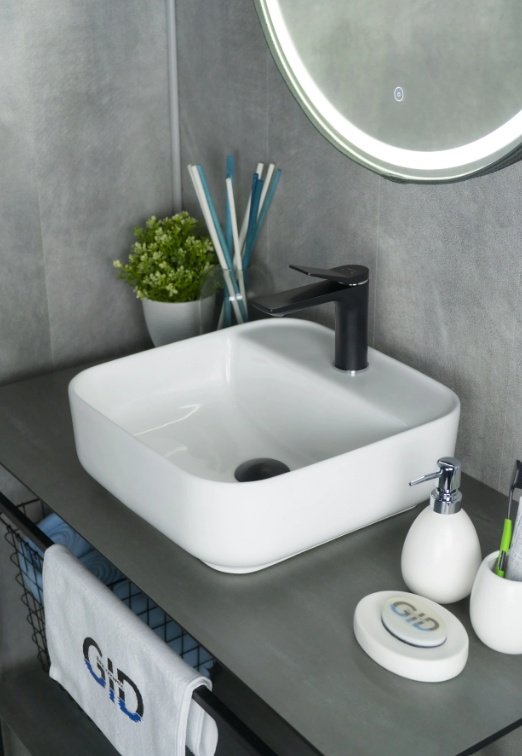 Раковина GID-ceramic N9044 накладная квадратная 38.5, керамика купить,NaN