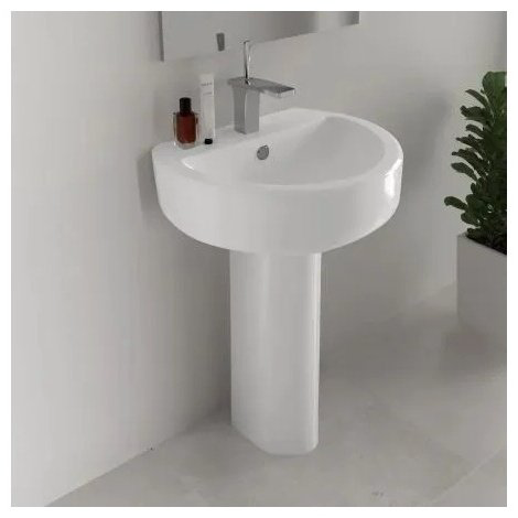 Раковина Sanita Luxe Best 55 с пьедесталом полукруглая 55.8, фарфор купить,30984