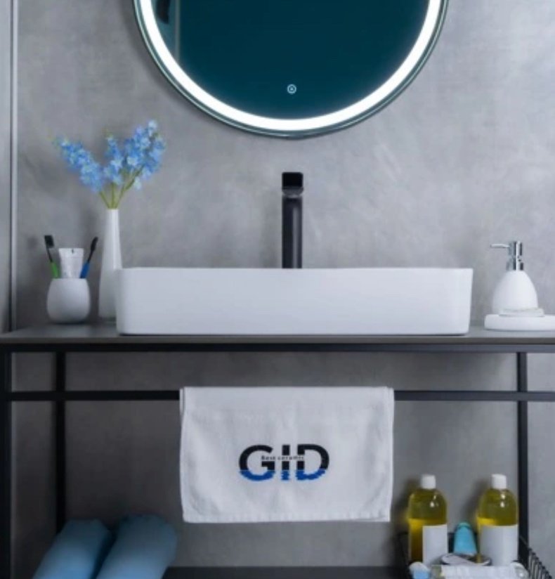 Раковина GID-ceramic Wm9396 накладная прямоугольная 60, керамика