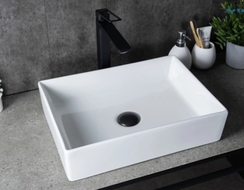 Раковина GID-ceramic N1204 накладная прямоугольная 45, керамика