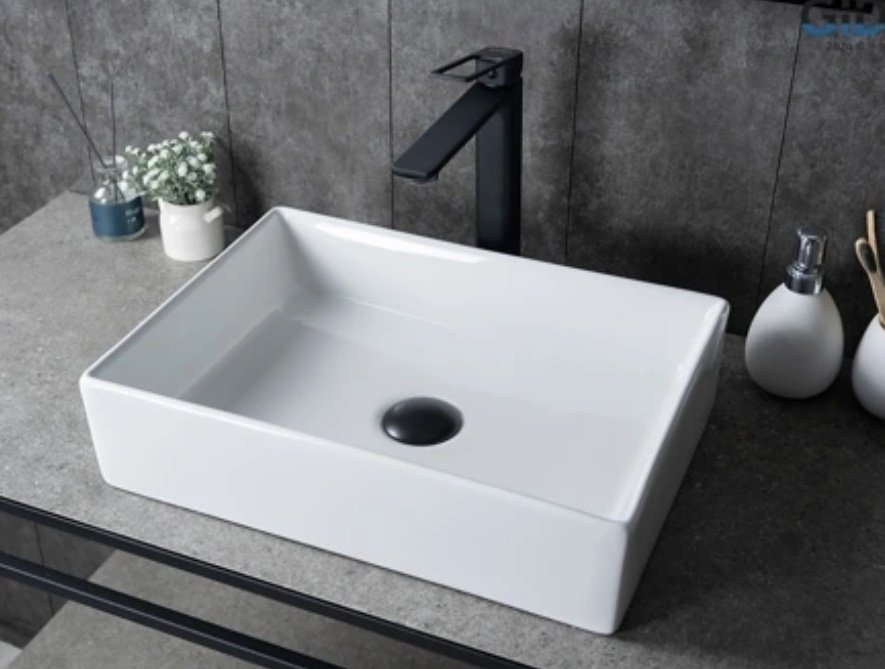 Раковина GID-ceramic N1204 накладная прямоугольная 45, керамика