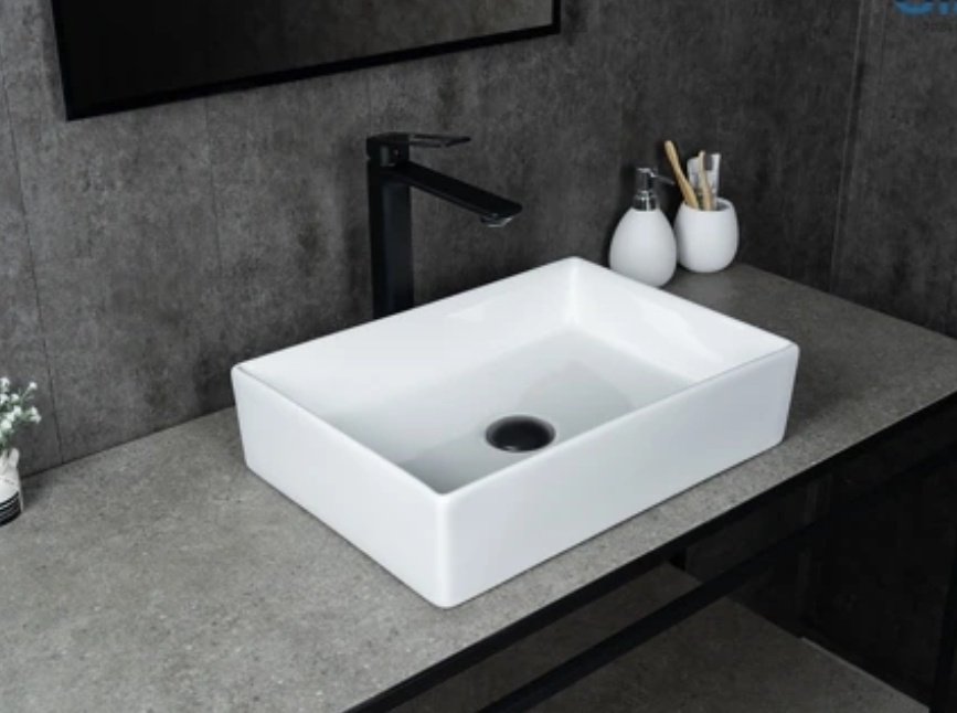 Раковина GID-ceramic N1204 накладная прямоугольная 45, керамика