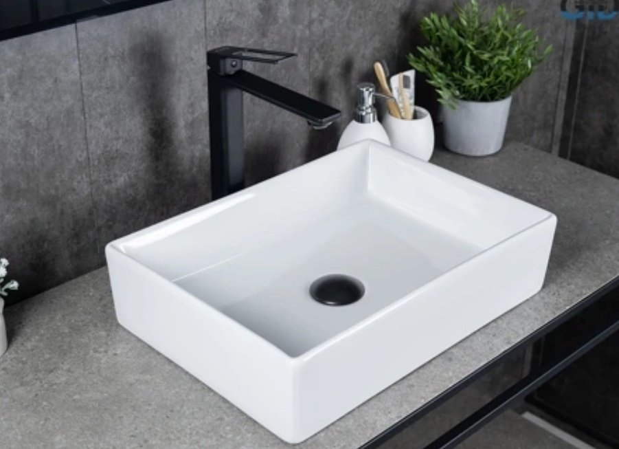 Раковина GID-ceramic N1204 накладная прямоугольная 45, керамика