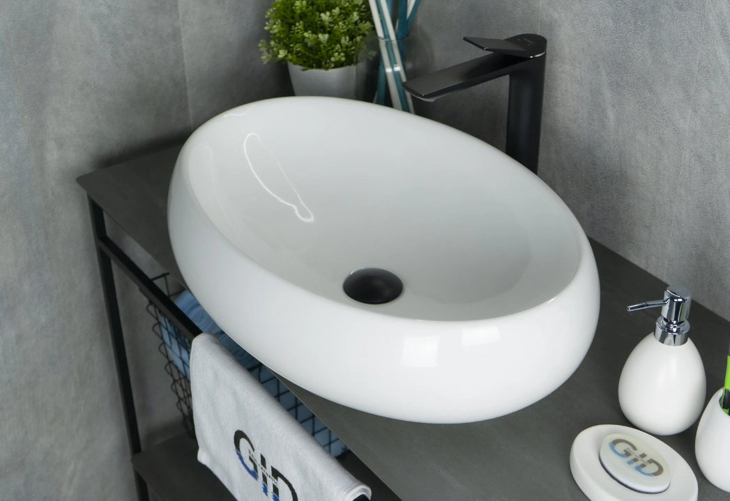 Раковина GID-ceramic N9030a накладная овальная 60, керамика купить,91100