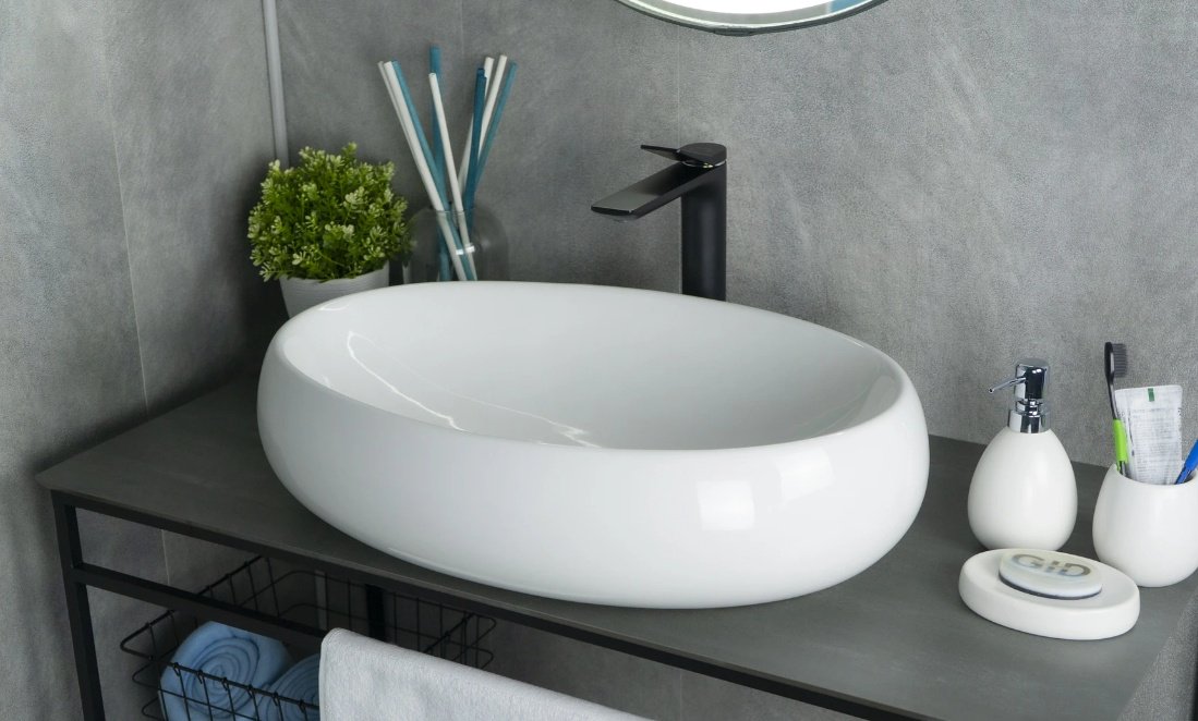 Раковина GID-ceramic N9030a накладная овальная 60, керамика