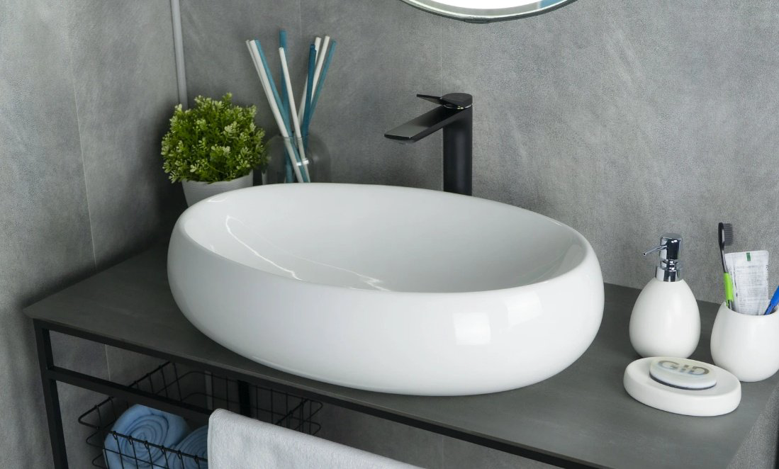 Раковина GID-ceramic N9030a накладная овальная 60, керамика купить,91100