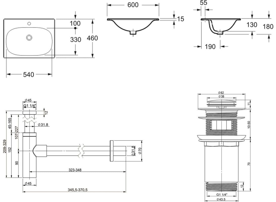 Раковина Lavinia Boho Bathroom Sink 21520467 врезная прямоугольная 46, фарфор купить,NaN