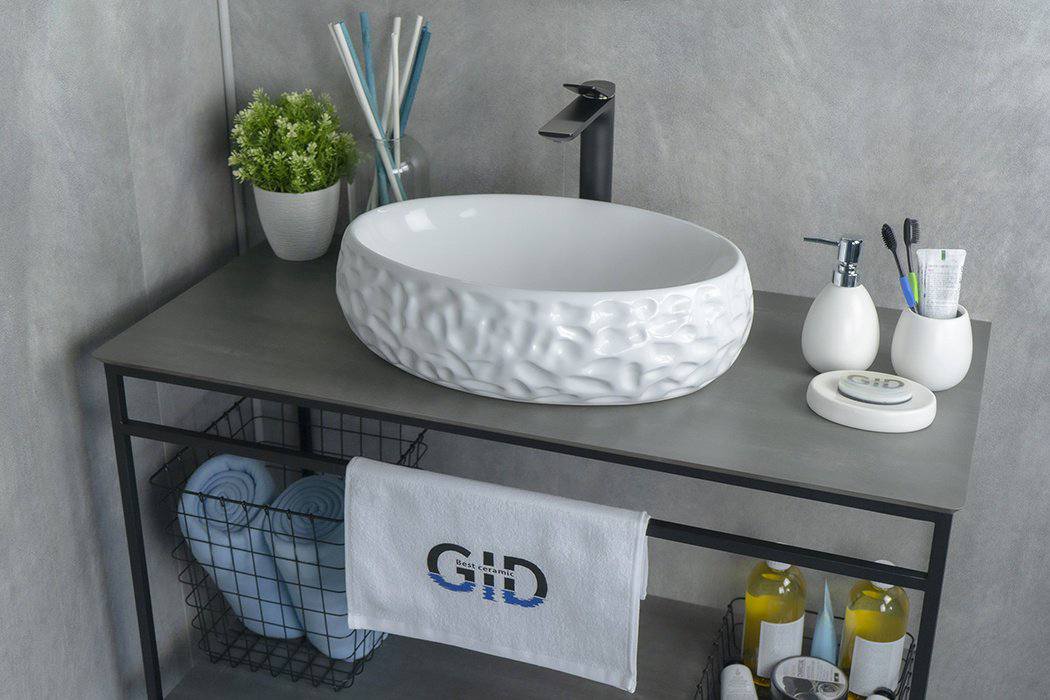 Раковина GID-ceramic 9030wf накладная овальная 34, керамика купить,104500