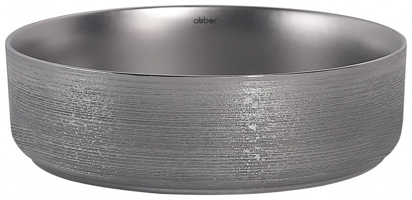 Раковина Abber Bequem AC2109BSM накладная круглая 40 см, фаянс серебро матовое
