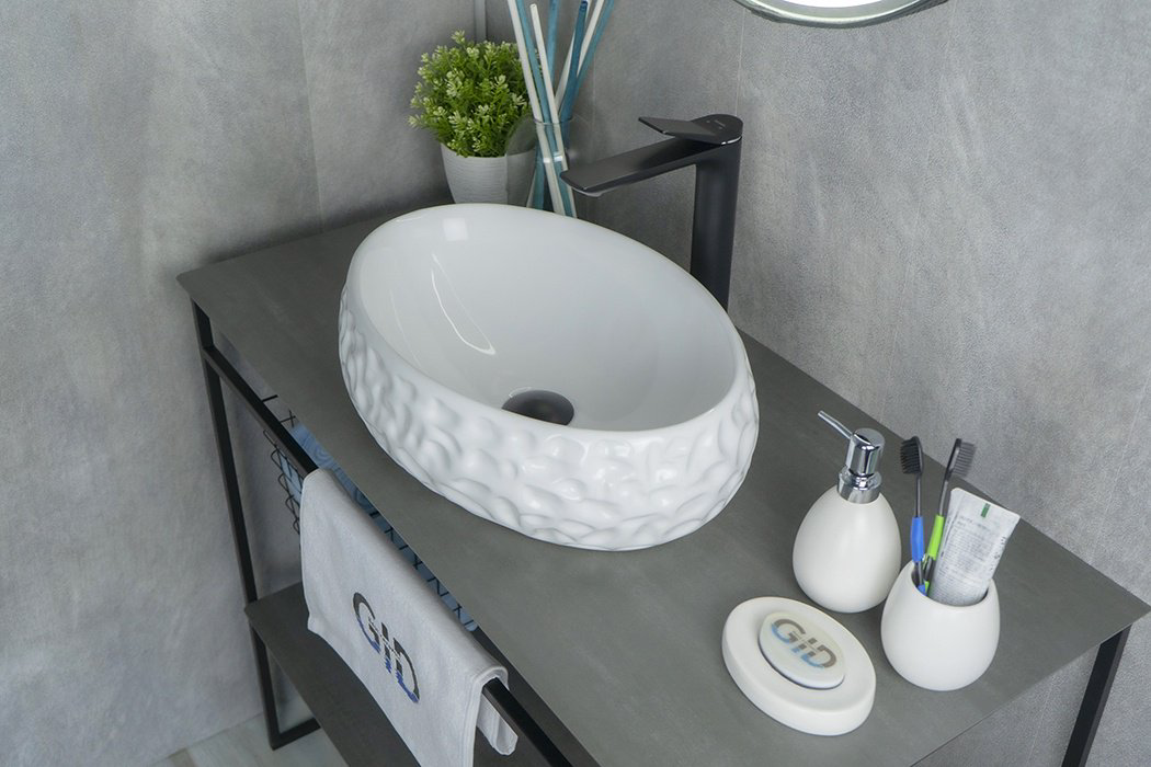 Раковина GID-ceramic 9030wf накладная овальная 34, керамика купить,104500