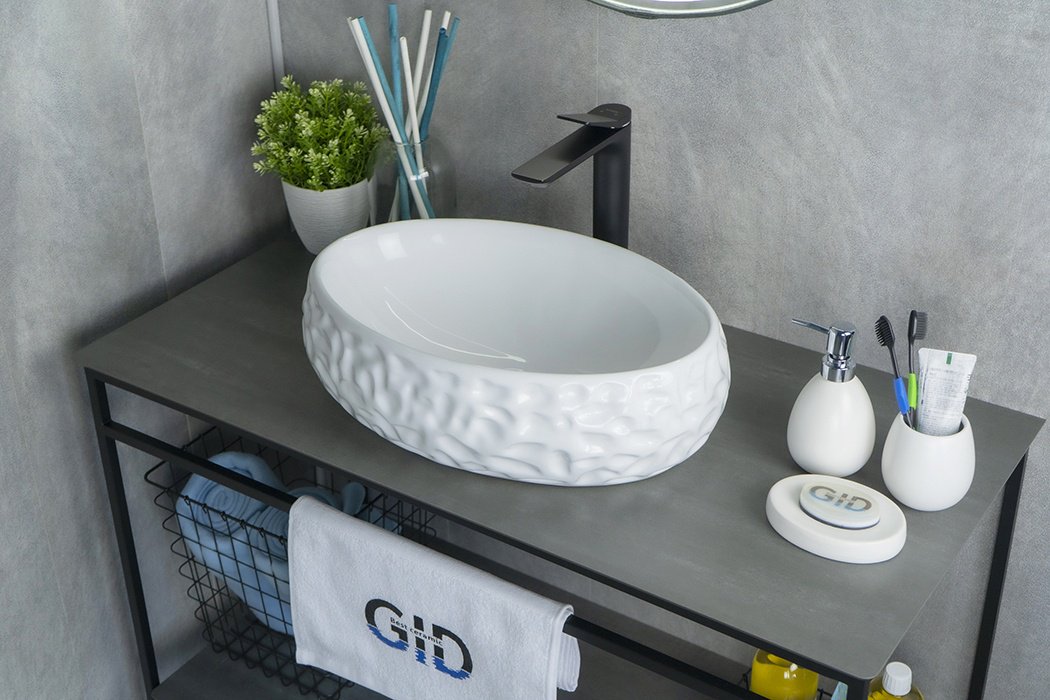 Раковина GID-ceramic 9030wf накладная овальная 34, керамика купить,0